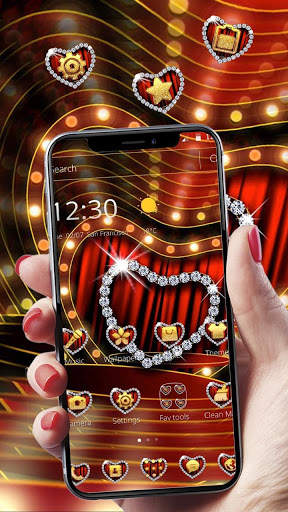 Red Metal Glitter Diamond Theme screenshot 4