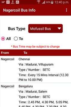 Nagercoil Bus Info screenshot 1