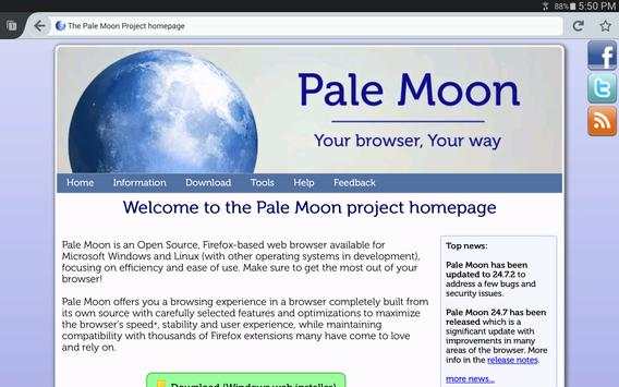Pale Moon web browser screenshot 1