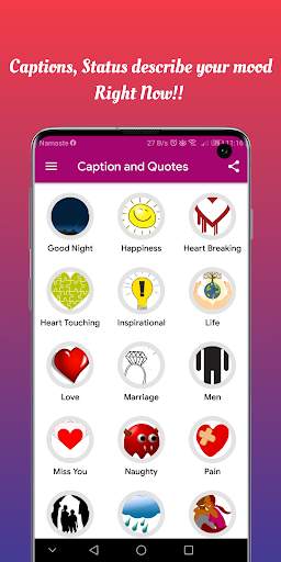 Captions Quotes and Status - for Instagram and FB screenshot 1