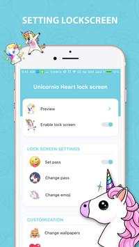 Unicorn Lockscreen - Emoji Unicornio Heart Lock screenshot 2