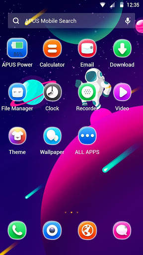 Cute Space Astronaut APUS Launcher theme screenshot 2