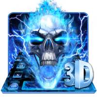 Horrible 3D Blue Flaming Skull Keyboard icon