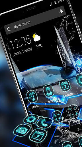 Blue Neon Sports Car APUS Launcher Theme screenshot 5