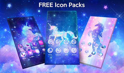 Galaxy Unicorn Shiny Glitter Theme screenshot 3
