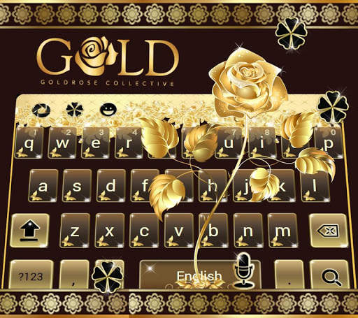 Gold Keyboard theme Gold Rose स्क्रीनशॉट 3