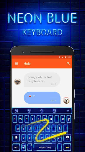 Neon Blue Keyboard Theme & Emoji Keyboard screenshot 4