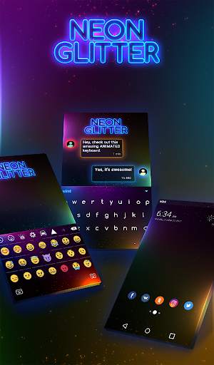 Neon Glitter Keyboard   Live Wallpaper screenshot 1