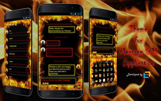 SMS Messages Flame Fire Theme screenshot 1