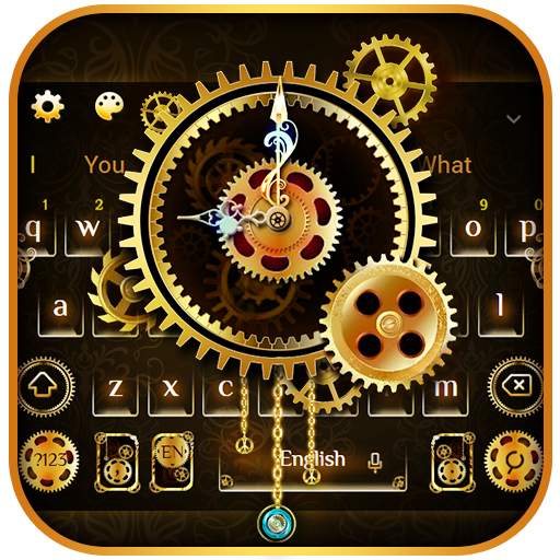 Clock Luxury Gold Keyboard Theme 10001003