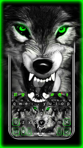 Fierce Wolf Green Keyboard Theme screenshot 1