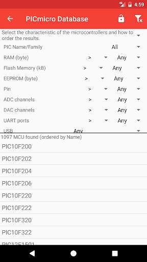 PICmicro Database screenshot 4