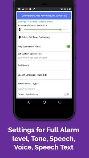 Battery Full Alarm Lite screenshot 3