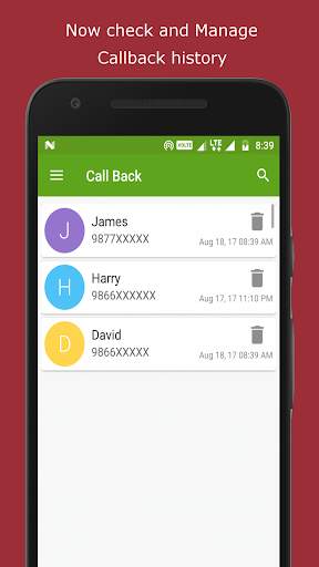 Callback with One Click, Auto Reject and Callback screenshot 1