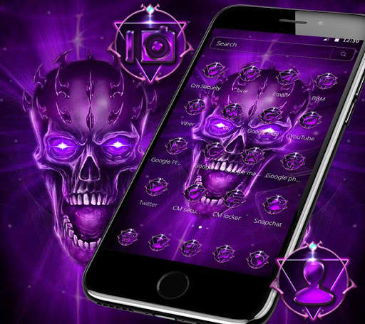 Purple Black Fire Skull Launcher Theme 💀 screenshot 4