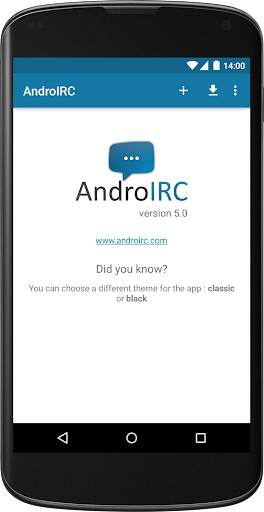 AndroIRC screenshot 1