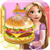 Long Hair Princess Cooking Burger icon