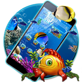 Lively Aquarium Gold Blue Fish Theme icon