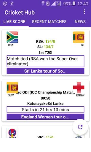 Cricket Hub - Live cricket score app screenshot 1