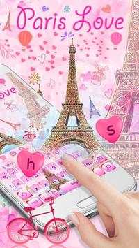 Romantic Pink Paris Love Keyboard Theme 2 تصوير الشاشة