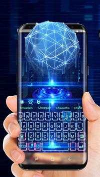 Neon Blue Tech Keyboard Theme screenshot 1