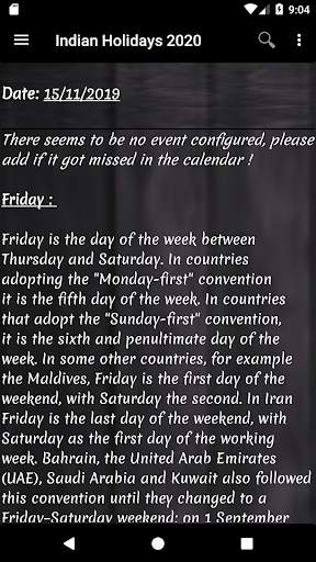 Indian Holiday Caledar screenshot 3