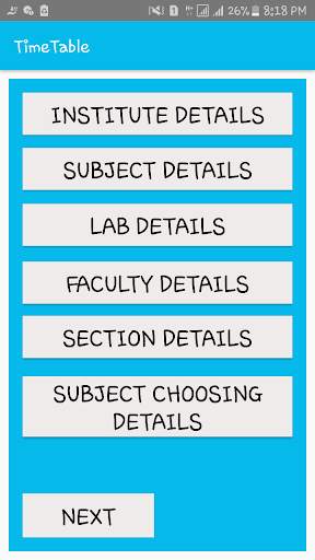DEPARTMENT TIME TABLE GENERATOR APP screenshot 1