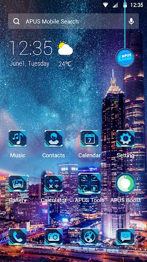 City Night Scene APUS Launcher theme screenshot 1