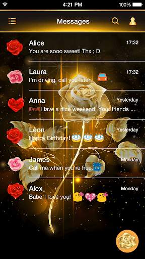 Gold Rose Message Theme screenshot 4