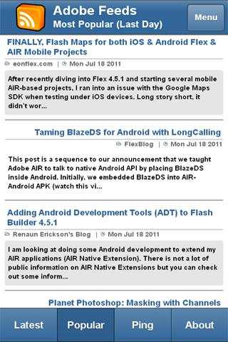 Adobe Feeds Mobile screenshot 1