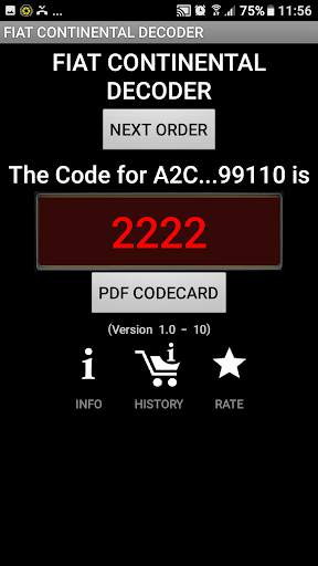 FiatContinental Radio Code A2C screenshot 2