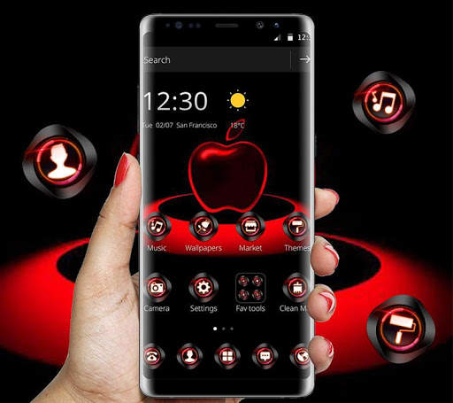 Red Neon Apple Dark Theme screenshot 1