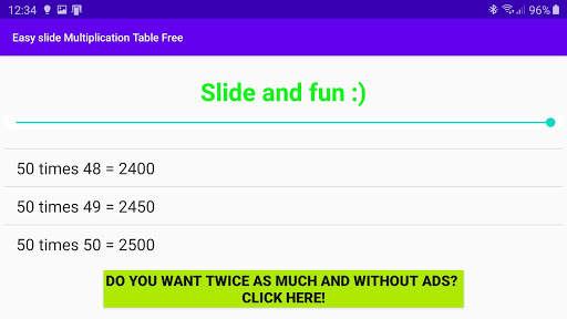 Easy slider Multiplication Table Free screenshot 5