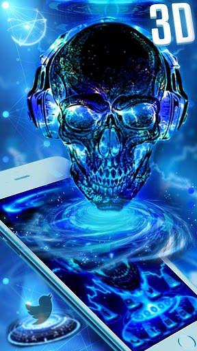 Neon Tech Skull Themes HD Wallpapers 3D icons screenshot 3