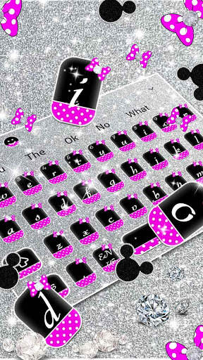 Shiny Silver Glitter Bow Keyboard theme screenshot 1