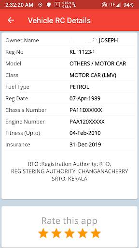 Kerala Vehicle Owner Details screenshot 3