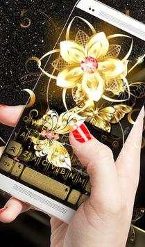 Golden Flower Butterfly Keyboard Theme screenshot 2