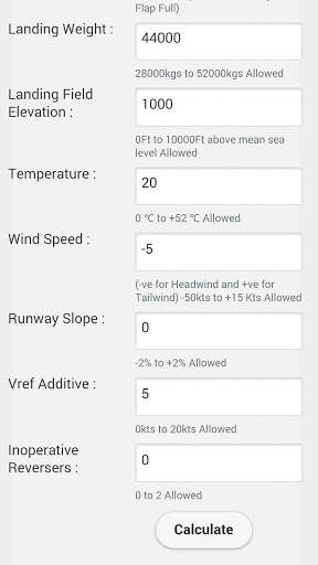 E190 Landing Distance Calc. скриншот 2