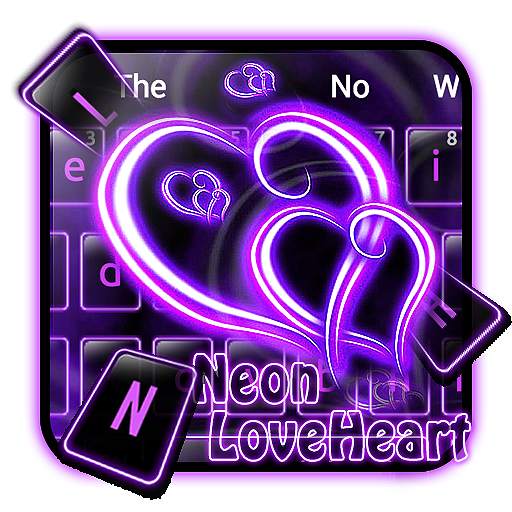 Neon Love Heart Keyboard 10001003