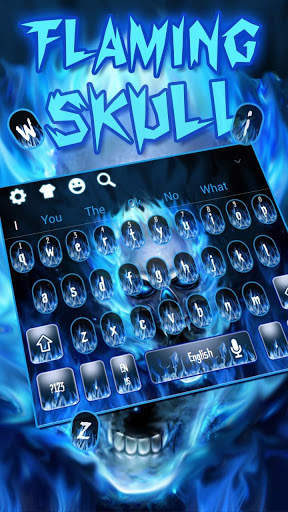 Blue Flaming Skull Keyboard Theme screenshot 1