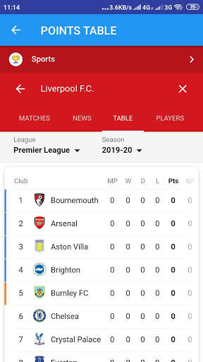 Live Match, Score And Schedule For Liverpool screenshot 1