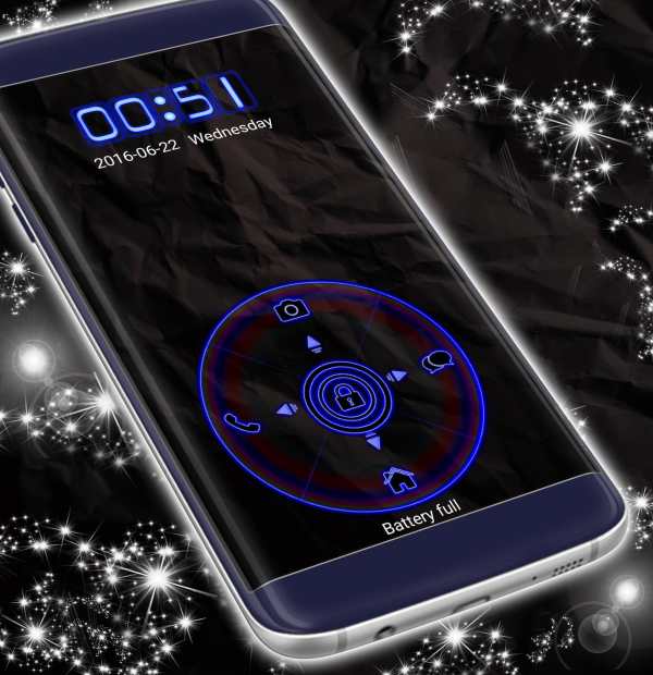 Blue Neon Lockscreen Theme 3 تصوير الشاشة