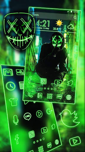 Neon, Mask, Cool, Man Theme & Live Wallpaper screenshot 4