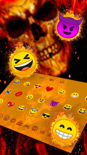 Fire Burning Skull Keyboard Theme screenshot 3