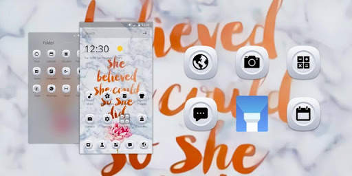 White Marble Neon Words Theme screenshot 4