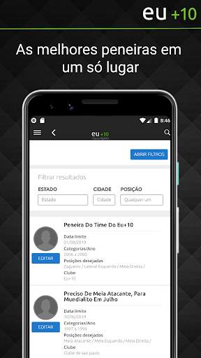 Eu  10 - A rede social de futebol screenshot 2