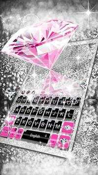Pink Silver Diamond Keyboard Theme screenshot 1