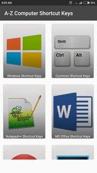 A-Z Computer Shortcut Keys screenshot 1