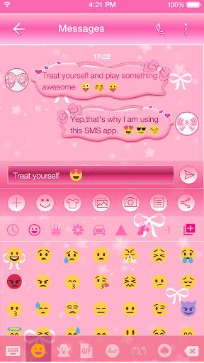 Girly Pink Emoji Keyboard Skin screenshot 2