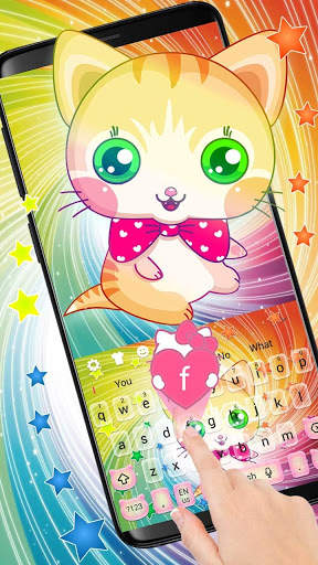 Cute Rainbow Colorful Kitten Keyboard Theme screenshot 2